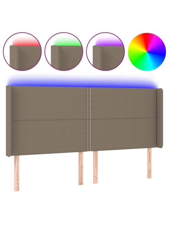 Gultas galvgalis ar led, 203x16x118/128 cm, pelēkbrūns audums