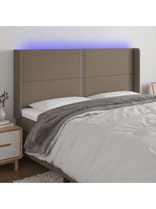 Gultas galvgalis ar led, 203x16x118/128 cm, pelēkbrūns audums