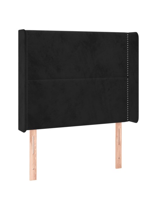 Gultas galvgalis ar led, 93x16x118/128 cm, melns samts