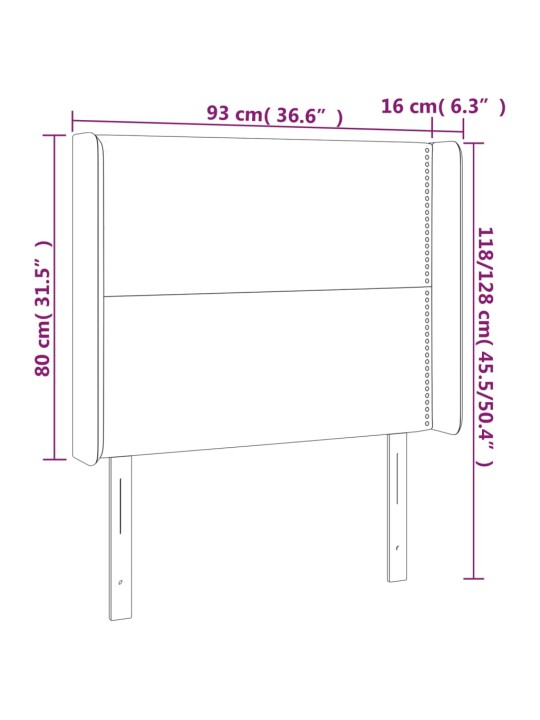 Gultas galvgalis ar led, 93x16x118/128 cm, tumši zils samts