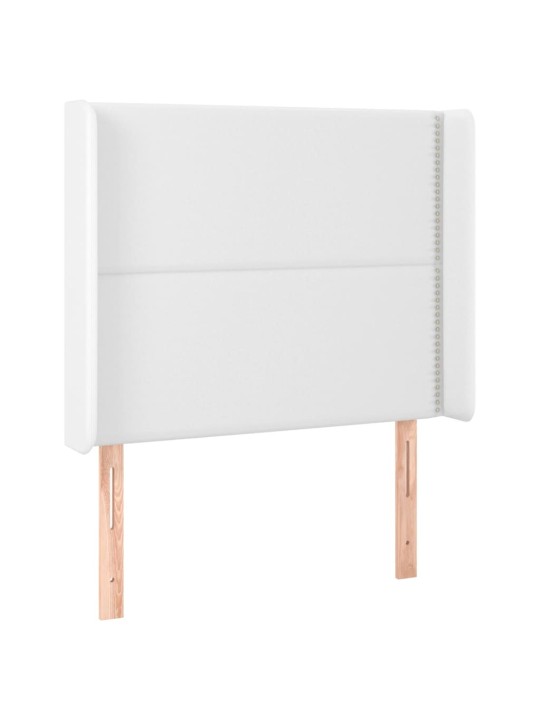 Gultas galvgalis ar led, 83x16x118/128 cm, balta mākslīgā āda