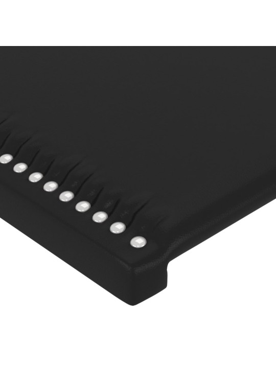 Gultas galvgalis ar led, 93x16x118/128 cm, melna mākslīgā āda