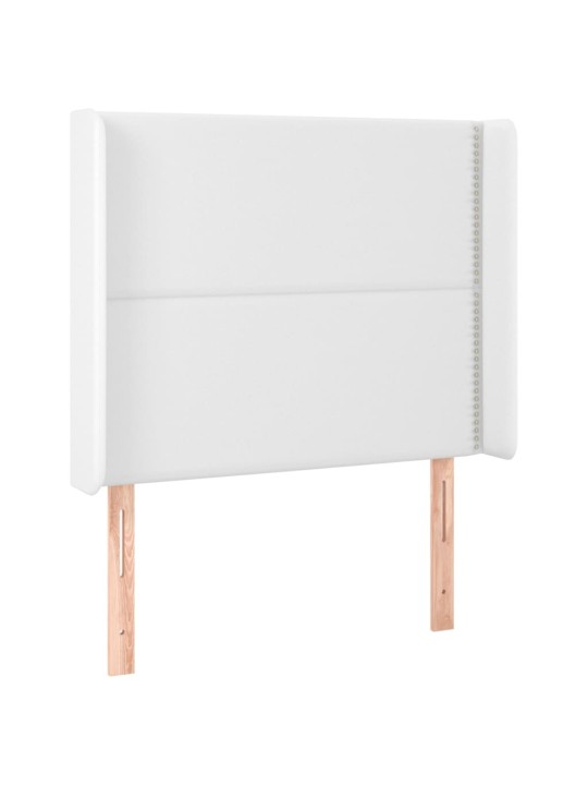Gultas galvgalis ar led, 93x16x118/128 cm, balta mākslīgā āda