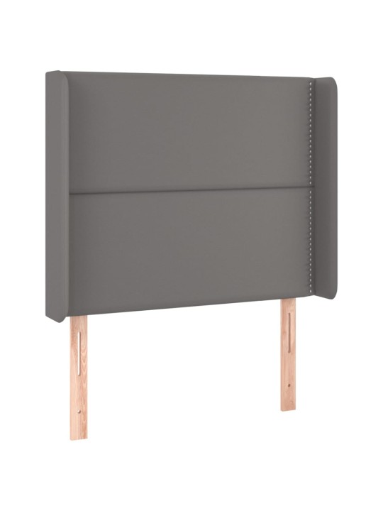 Gultas galvgalis ar led, 93x16x118/128 cm, pelēka mākslīgā āda