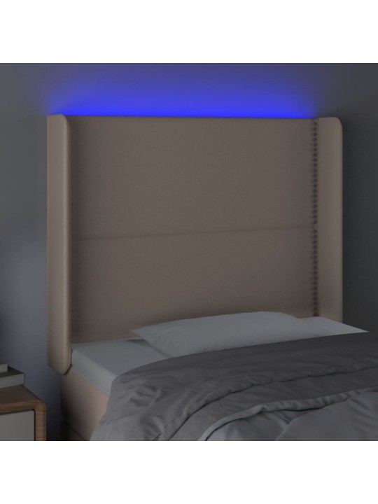 Gultas galvgalis ar led, 93x16x118/128cm, kapučīno mākslīgā āda