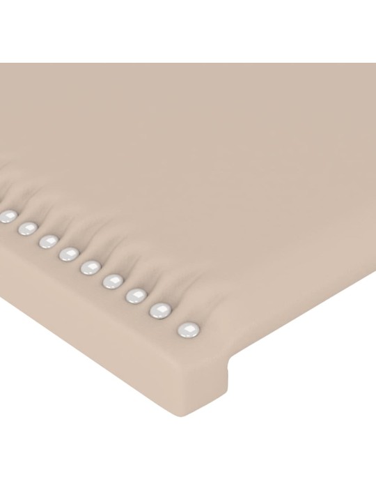 Gultas galvgalis ar led, 93x16x118/128cm, kapučīno mākslīgā āda