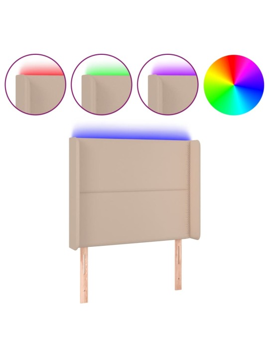 Gultas galvgalis ar led, 103x16x118/128 cm, kapučīno