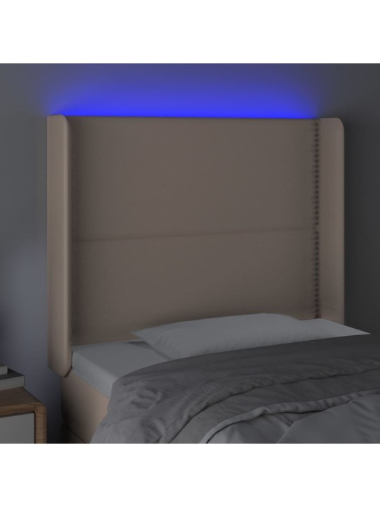 Gultas galvgalis ar led, 103x16x118/128 cm, kapučīno