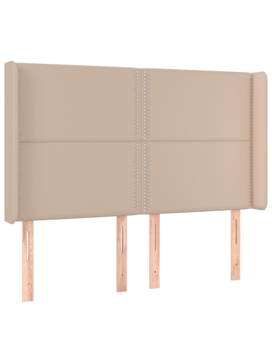Gultas galvgalis ar LED, 147x16x118/128 cm, kapučīno