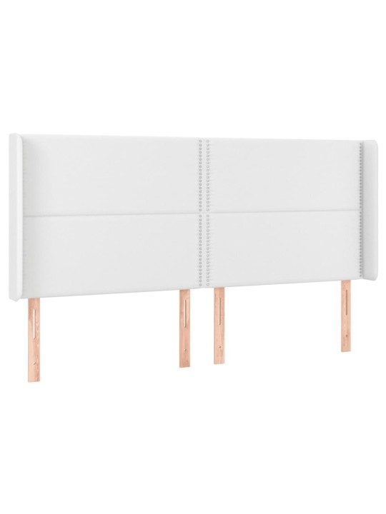 Gultas galvgalis ar led, 203x16x118/128 cm, balta mākslīgā āda