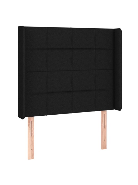 Gultas galvgalis ar LED, 83x16x118/128 cm, melns audums
