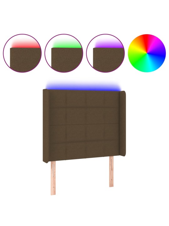 Gultas galvgalis ar led, 93x16x118/128 cm, tumši brūns audums
