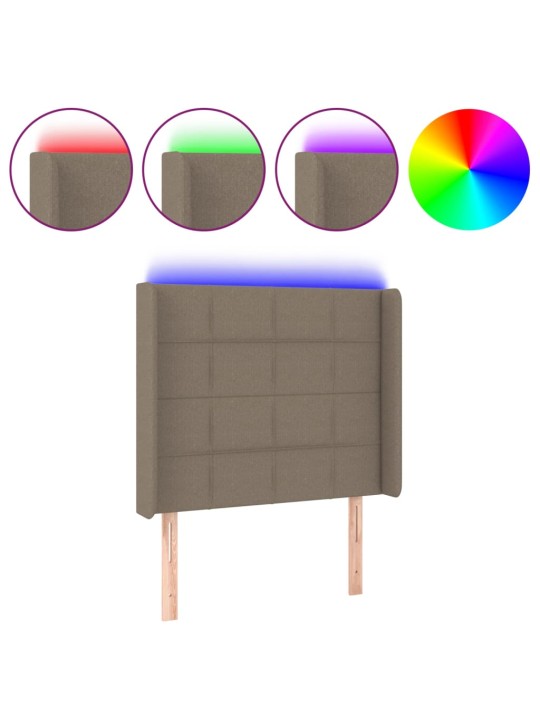 Gultas galvgalis ar led, 93x16x118/128 cm, pelēkbrūns audums