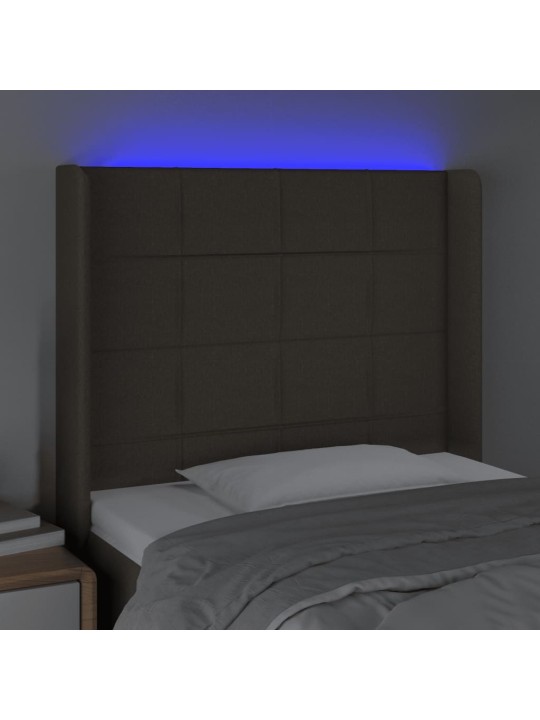 Gultas galvgalis ar led, 93x16x118/128 cm, pelēkbrūns audums