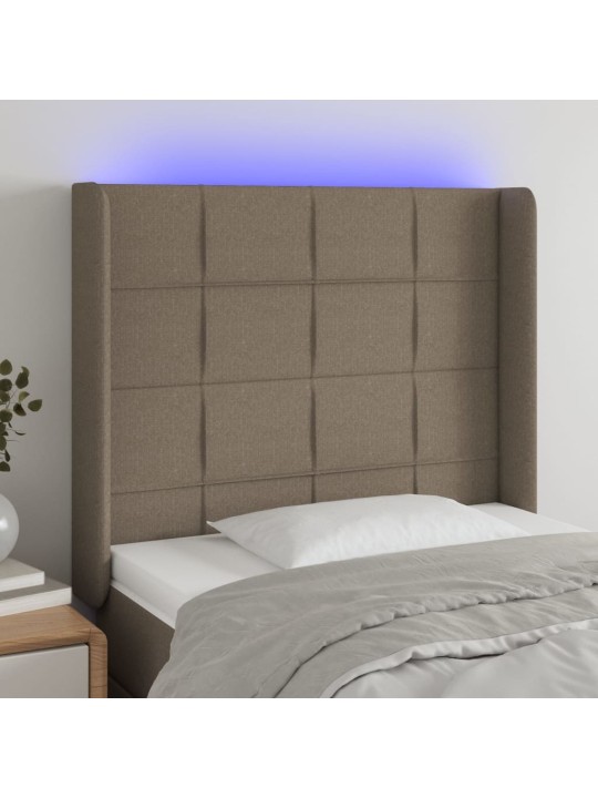 Gultas galvgalis ar led, 93x16x118/128 cm, pelēkbrūns audums