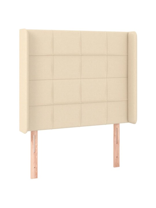 Gultas galvgalis ar led, 93x16x118/128 cm, krēmkrāsas audums