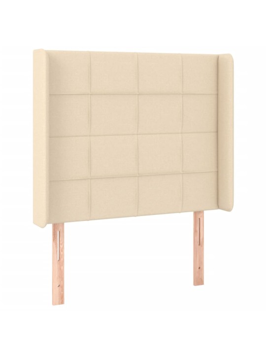 Gultas galvgalis ar LED, 103x16x118/128 cm, krēmkrāsas audums