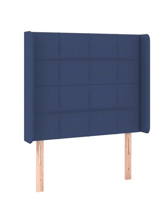 Gultas galvgalis ar LED, 103x16x118/128 cm, zils audums