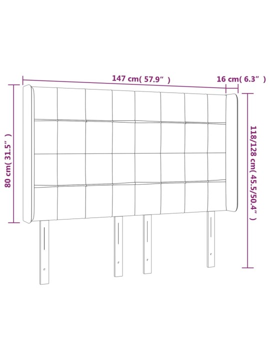 Gultas galvgalis ar LED, 147x16x118/128 cm, tumši pelēks audums