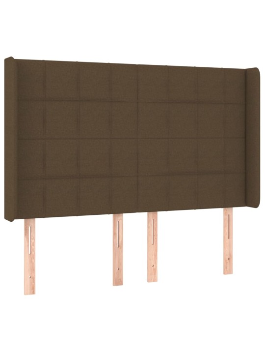 Gultas galvgalis ar led, 147x16x118/128 cm, tumši brūns audums