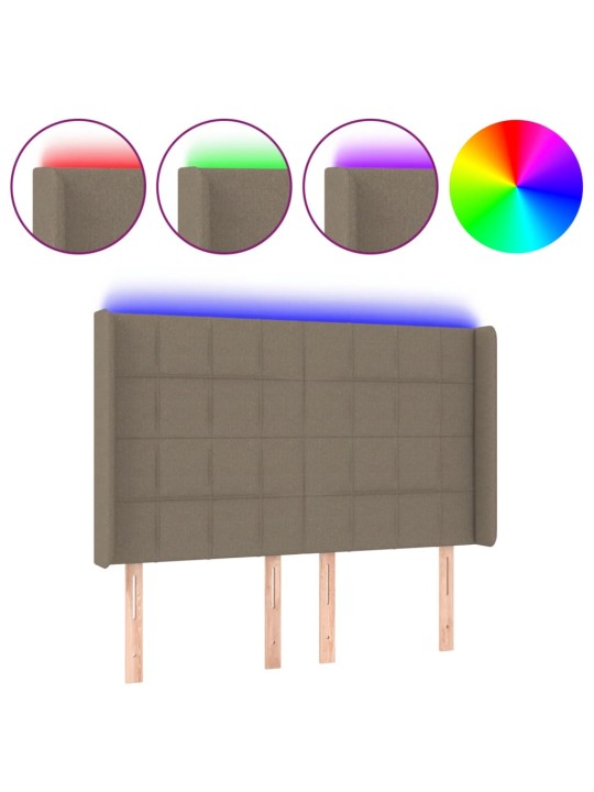 Gultas galvgalis ar led, 147x16x118/128 cm, pelēkbrūns audums