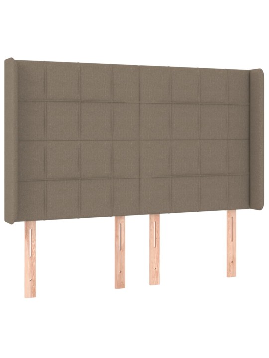 Gultas galvgalis ar led, 147x16x118/128 cm, pelēkbrūns audums