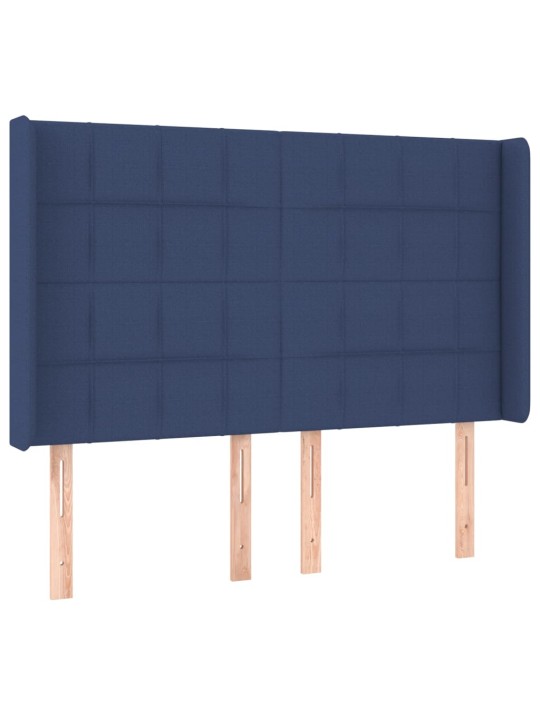 Gultas galvgalis ar LED, 147x16x118/128 cm, zils audums