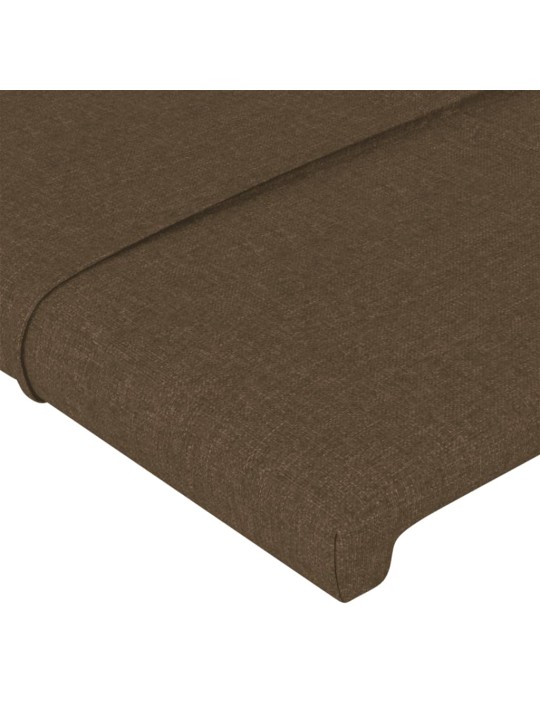 Gultas galvgalis ar LED, 163x16x118/128 cm, tumši brūns audums