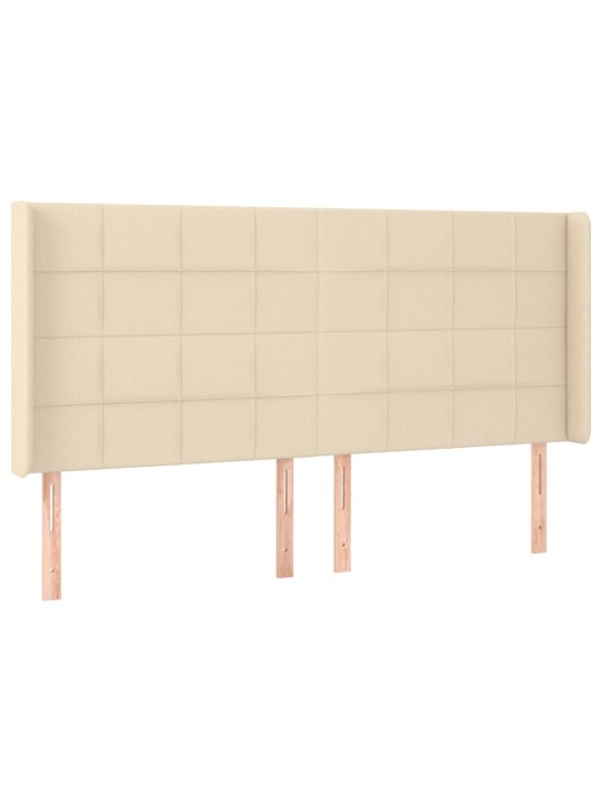 Gultas galvgalis ar led, 183x16x118/128 cm, krēmkrāsas audums