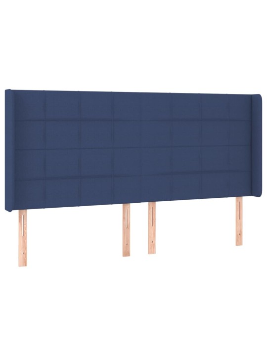 Gultas galvgalis ar led, 183x16x118/128 cm, zils audums