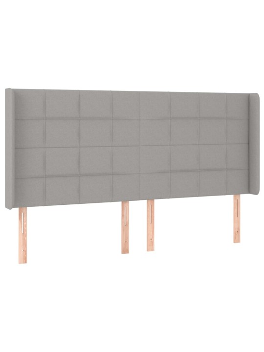 Gultas galvgalis ar led, 203x16x118/128 cm, gaiši pelēks audums
