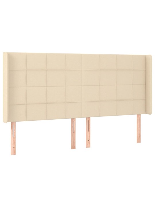 Gultas galvgalis ar led, 203x16x118/128 cm, krēmkrāsas audums