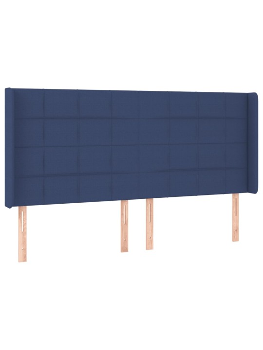 Gultas galvgalis ar led, 203x16x118/128 cm, zils audums