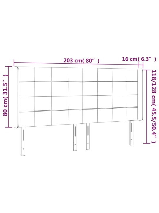 Gultas galvgalis ar led, 203x16x118/128 cm, zils audums