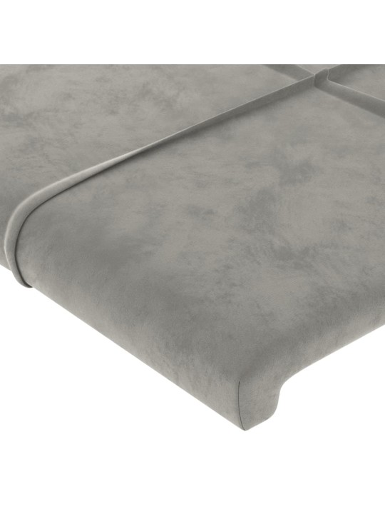 Gultas galvgalis ar led, 93x16x118/128 cm, gaiši pelēks samts