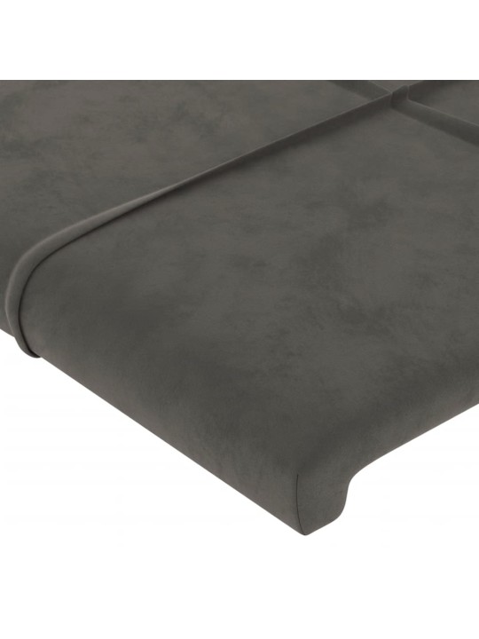 Gultas galvgalis ar led, 93x16x118/128 cm, tumši pelēks samts