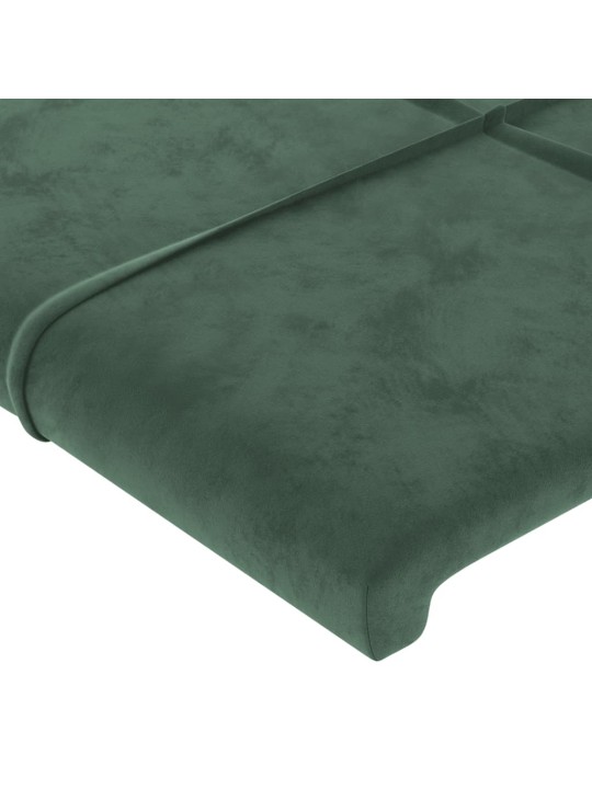 Gultas galvgalis ar led, 93x16x118/128 cm, tumši zaļš samts