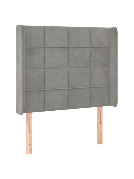 Gultas galvgalis ar LED, 103x16x118/128 cm, gaiši pelēks samts