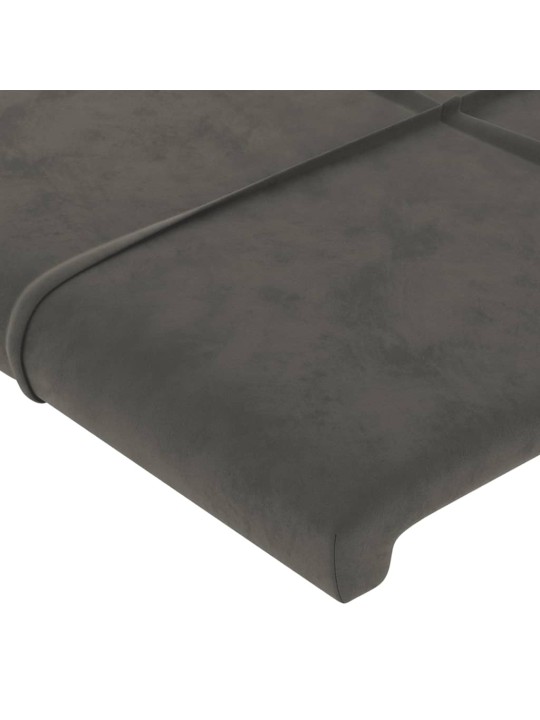 Gultas galvgalis ar led, 183x16x118/128 cm, tumši pelēks samts