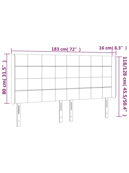 Gultas galvgalis ar led, 183x16x118/128 cm, tumši pelēks samts