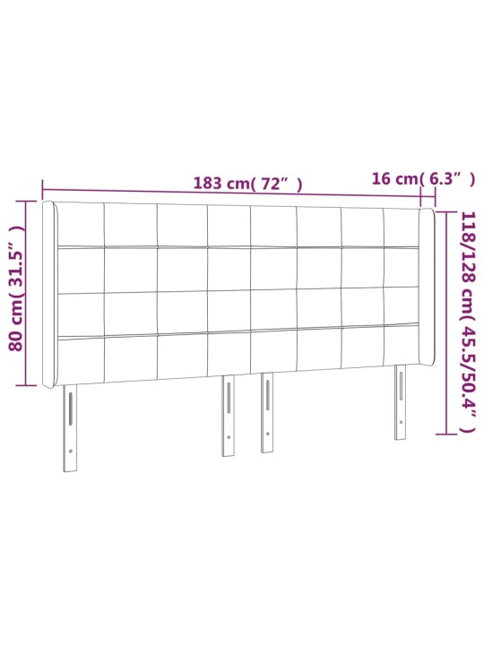 Gultas galvgalis ar led, 183x16x118/128 cm, melns samts