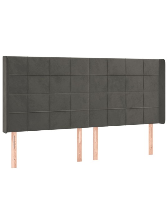 Gultas galvgalis ar led, 203x16x118/128 cm, tumši pelēks samts
