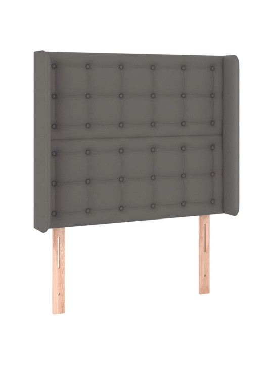 Gultas galvgalis ar led, 83x16x118/128 cm, pelēka mākslīgā āda