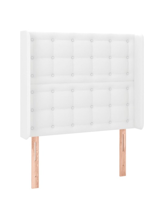 Gultas galvgalis ar led, 93x16x118/128 cm, balta mākslīgā āda