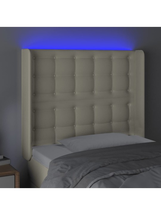 Gultas galvgalis ar led, 93x16x118/128 cm, krēmkrāsas