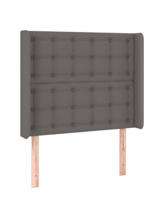 Gultas galvgalis ar led, 93x16x118/128 cm, pelēka mākslīgā āda