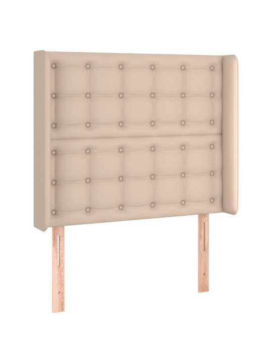 Gultas galvgalis ar led, 93x16x118/128cm, kapučīno mākslīgā āda