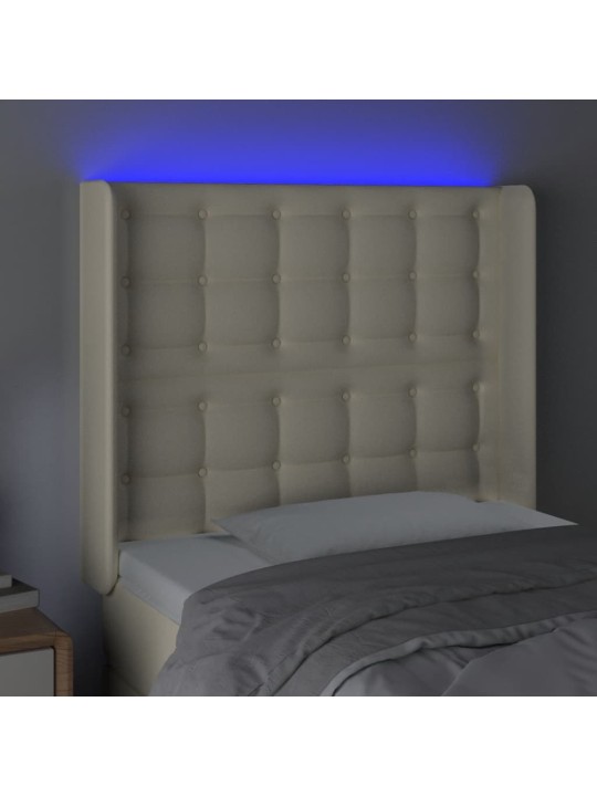 Gultas galvgalis ar led, 103x16x118/128 cm, krēmkrāsas