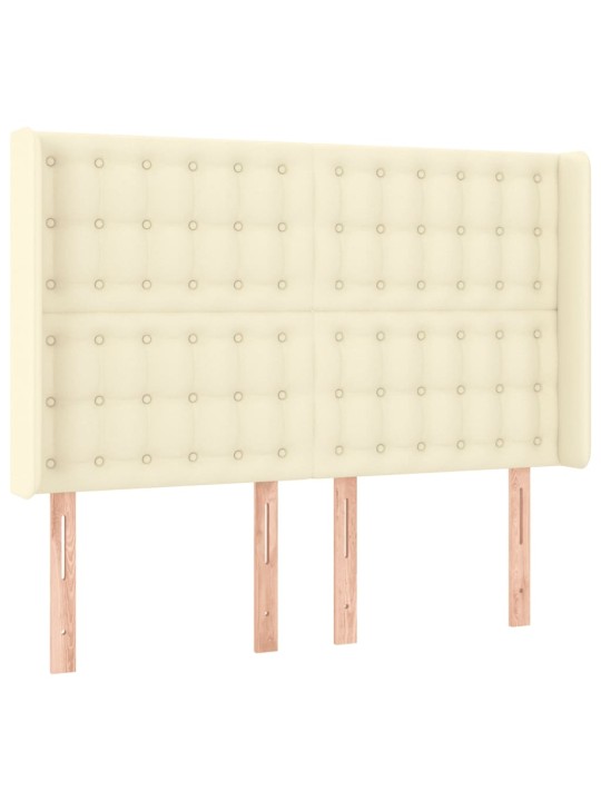 Gultas galvgalis ar led, 147x16x118/128 cm, krēmkrāsas