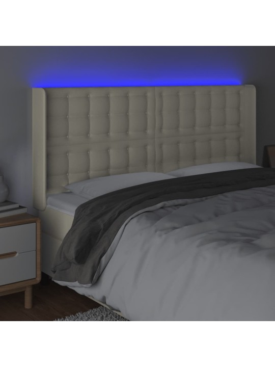 Gultas galvgalis ar led, 147x16x118/128 cm, krēmkrāsas